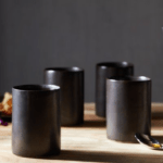 black pottery water glass set