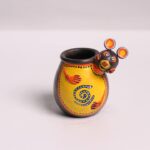 Black pottery hand painted pen stand