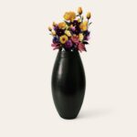 Black Pottery Dholak Shape Bottle Vase – Handcrafted Ceramic Vase for Home Decor