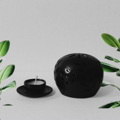 Black Pottery Aroma Candles with Matka Shaped Candle Holder