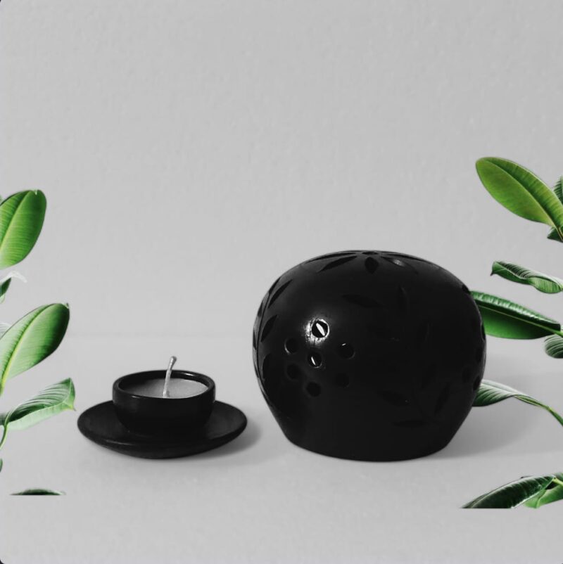 Black Pottery Aroma Candles with Matka Shaped Candle Holder