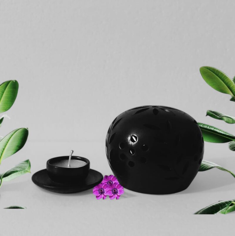 Scented Candles – Black Pottery Aroma Candles with Matka Design Candle Holder | Candle Gift Set - Image 3