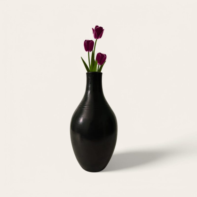 Decorative Vases – Black Pottery Long Bud Shape Vase for Home Interior Decor | Home Decor Shop