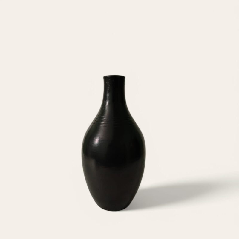 Decorative Vases – Black Pottery Long Bud Shape Vase for Home Interior Decor | Home Decor Shop