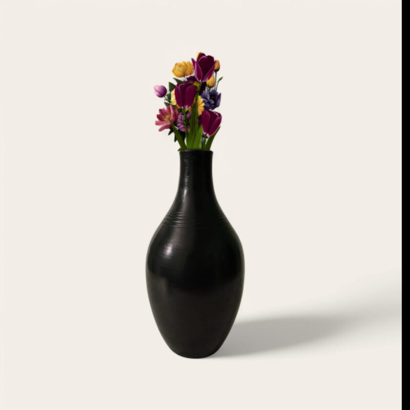 Decorative Vases – Black Pottery Long Bud Shape Vase for Home Interior Decor | Home Decor Shop